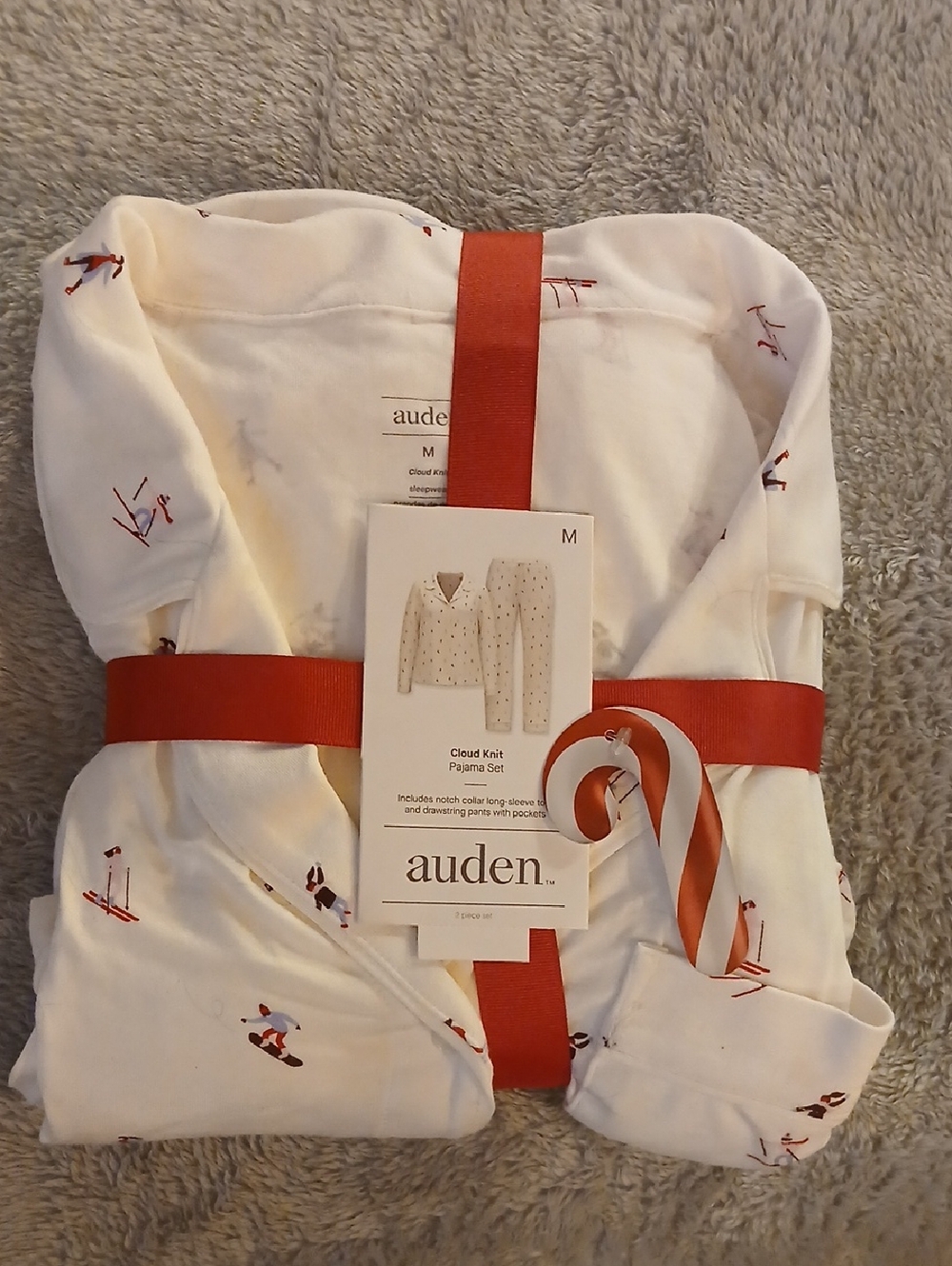 Auden Cloud Knit Skier Print Holiday Pajama Set * Super Soft* NWT